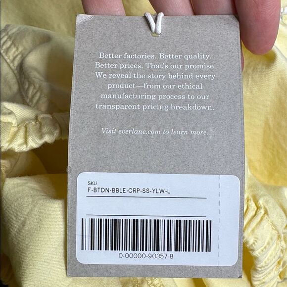 Everlane Yellow Organic Cotton Bubble Top Short Sleeve Shirt Size Large NWT - Picture 5 of 7